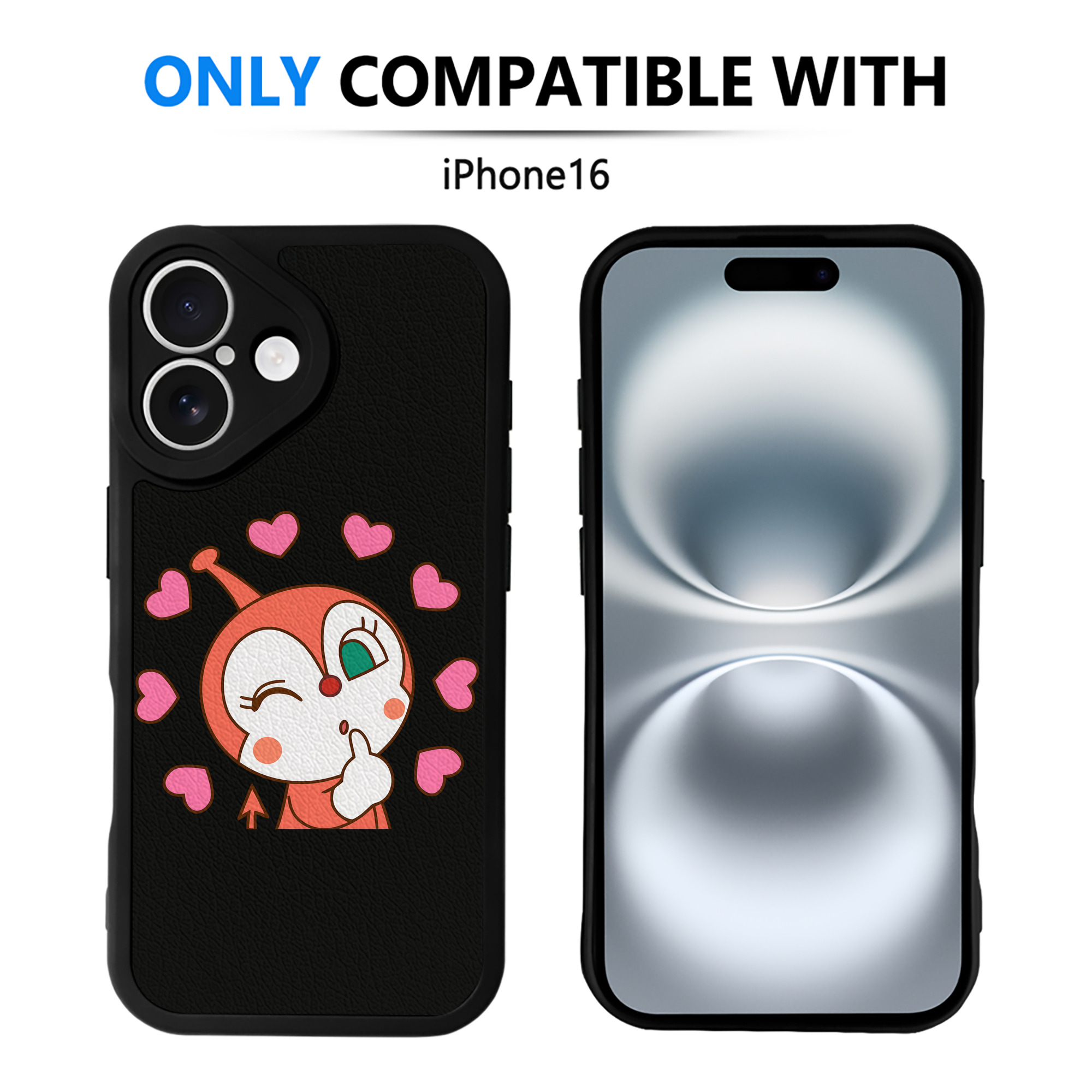 （画像用） アンパンマン Anpanman 【iPhone 16シリーズ対応】シリコンスマホケース（レザー調） 材質：シリコン